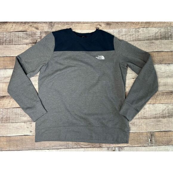 The North Face Grey Fleece Lined Mid Layer Pullover Top sz LARGE - Picture 1 of 15